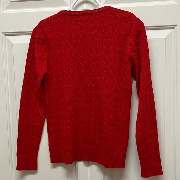 Liz Claiborne crewneck long sleeve cable knit sweater, red, size M - Picture 6 of 8
